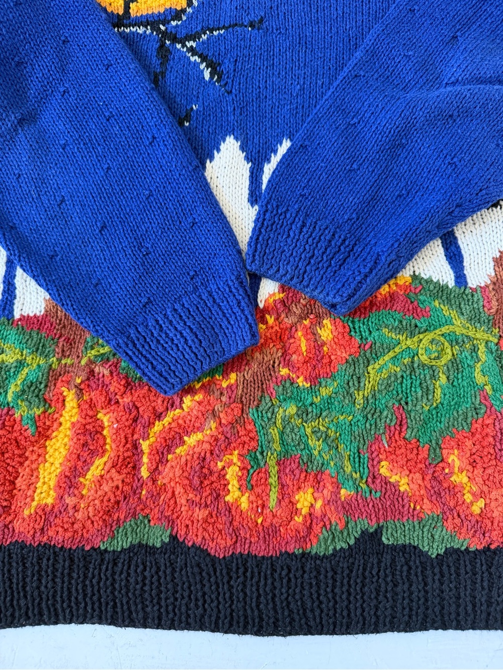 Vintage Marisa Christina Hand-Knit Sweater Halloween Cats Pumpkin Granny Size XL - Picture 4 of 6